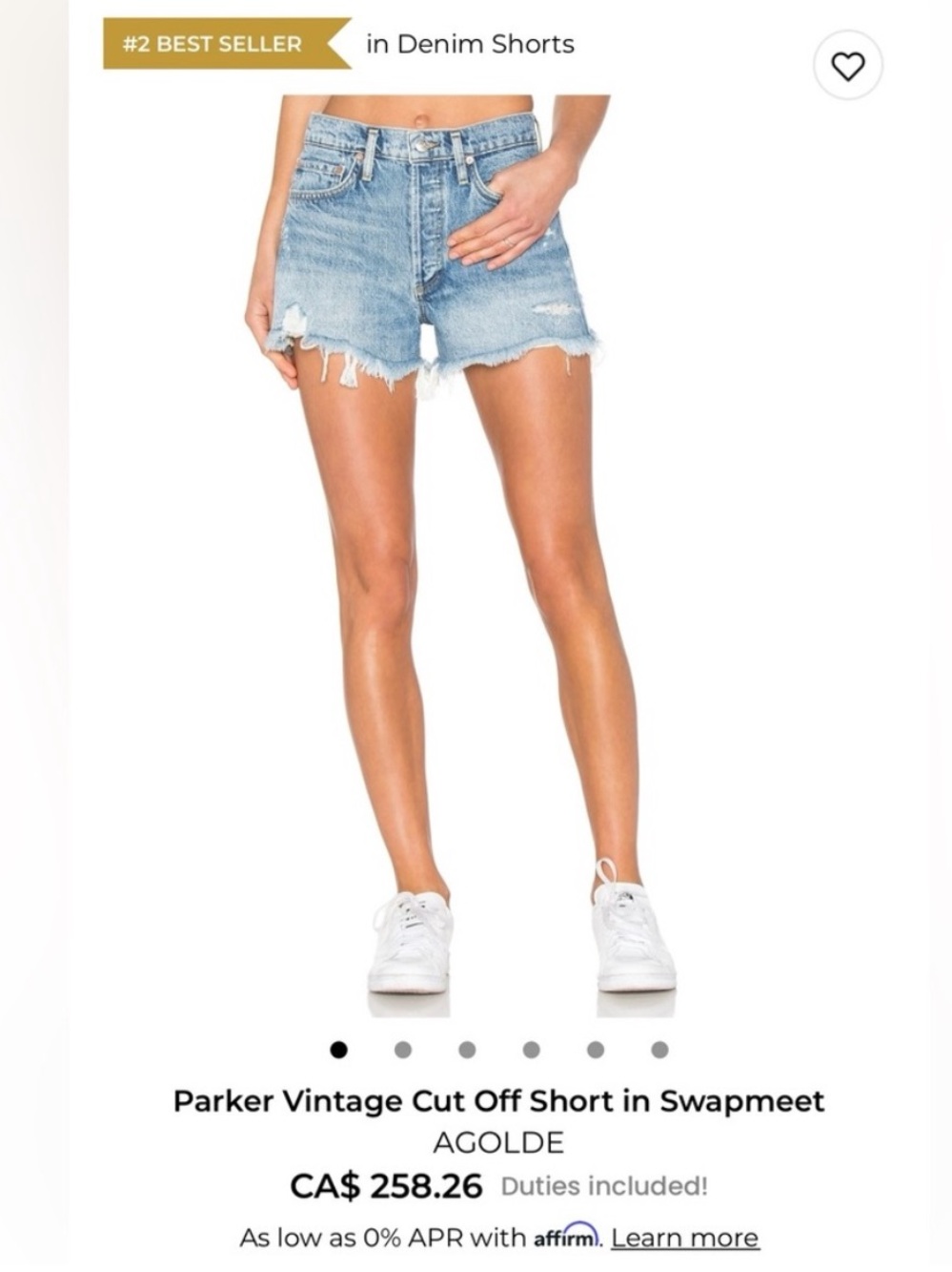 AGOLDE❣️Parker vintage cut off High-Rise Distressed Denim Shorts